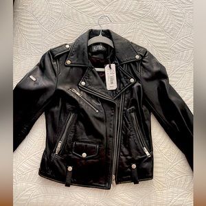 Jacket the moto SÚPERDRY Koreans size 4 xs negra original leather